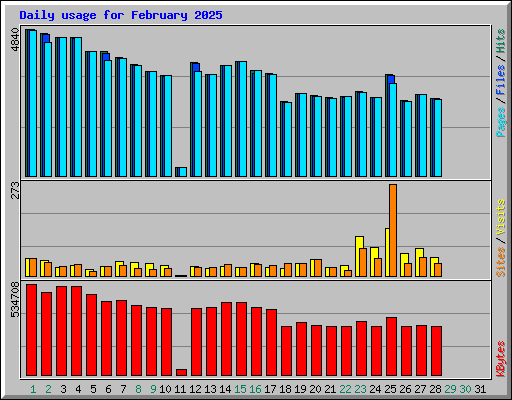 Daily usage for February 2025