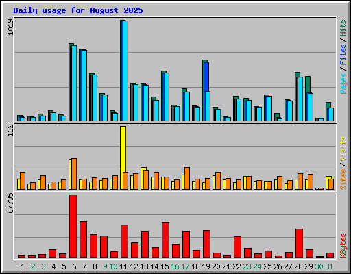 Daily usage for August 2025